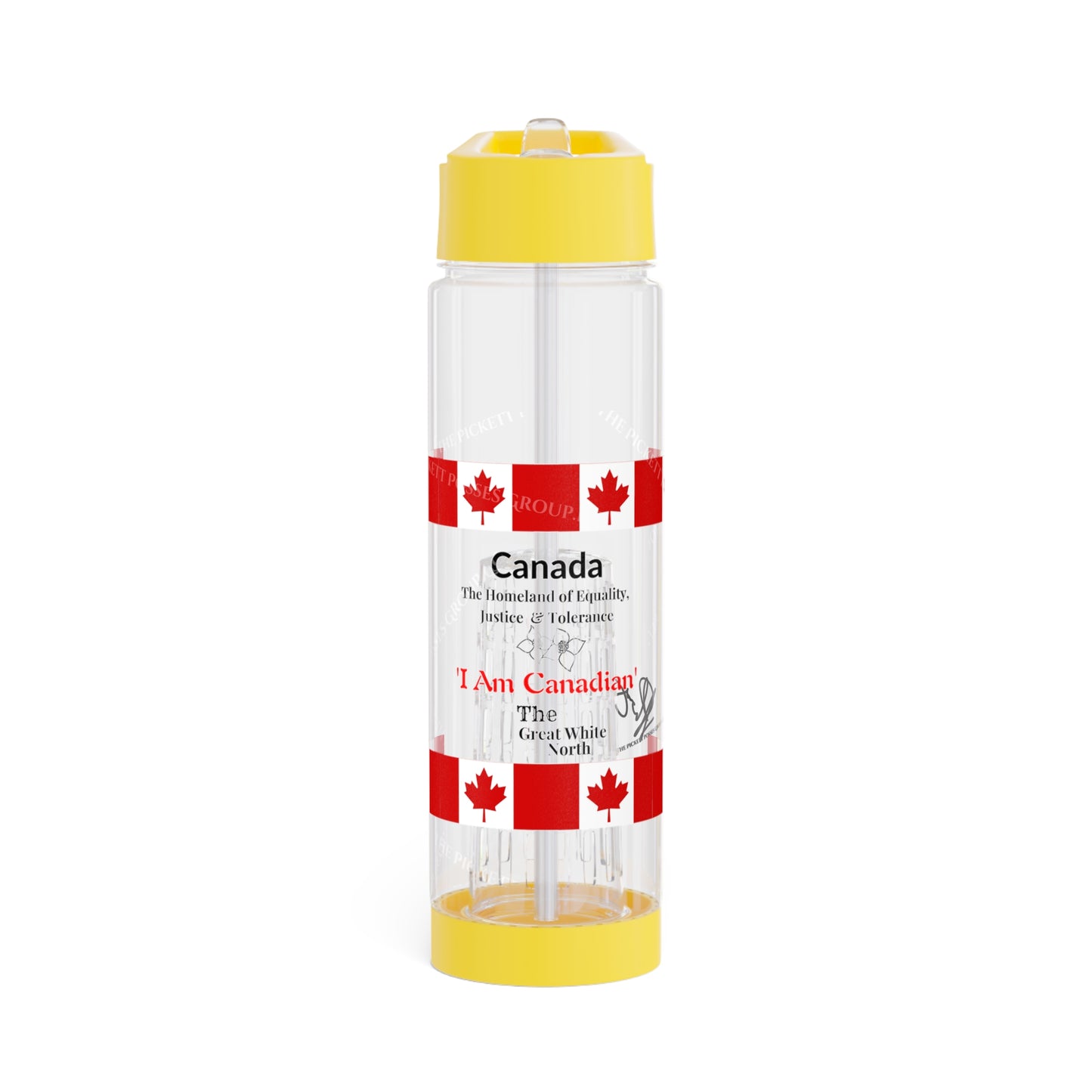 Clear 25oz 'Canada' Style Design.. INFUSER Water Bottle by the "TPPG-Apparels Brand" Canada Collection