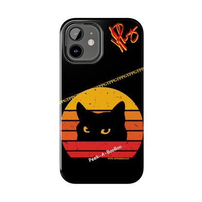 One of our Cutest Cat "Peek-A-BOOO.." Pet Designs (in a Bold Yellow/Orange/Red Base Colors) Verision from the 'TPPG Collection' Line carries Several sizes of the "iPhone Series" Tough Phone Cases