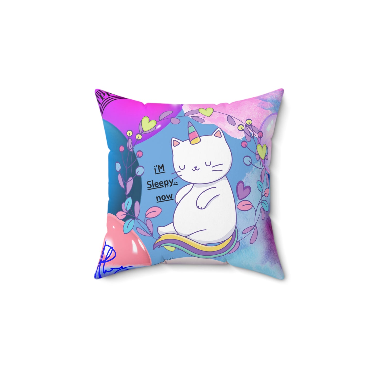 (Toddler/Kid) Spun Polyester Square Pillow (4 sizes-Lt. Blu Bgd) - By: "TPPG KIds Collection"