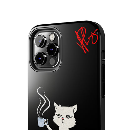 Another Cute "Coffee Cat" Pet Design (in a Simple but Bold Black & White Base Color) Verision from the 'TPPG Collection' Line carries Several sizes of the "iPhone Series" Tough Phone Cases