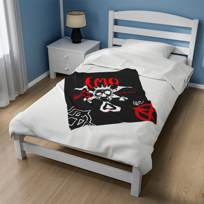 "TPPG-Apparels" Brand Presents one of it's "EMO" Brand Logo Styles Black Velveteen Plush Blanket