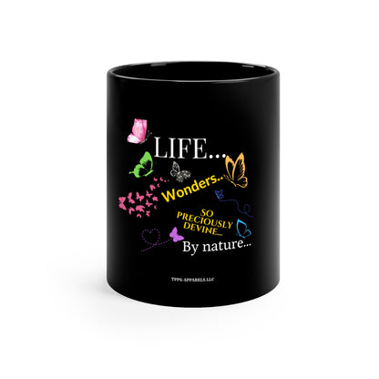 Sleek Floral "TPPG LIFE Brand" design style from the "TPPG-Apparels Brand" - 11oz Black Glossy Style Mug