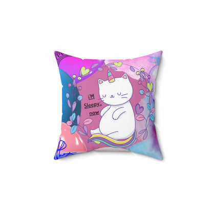 (Toddler/Kid) Spun Polyester Square Pillow (4 sizes-Lt. Pink Bgd) - By: "TPPG KIds Collection"