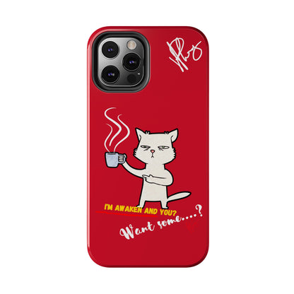 This Lovely Bold Red - Cutie "Coffee Cat" Pet Design Verision from the 'TPPG Collection' Line carries Several sizes of the "iPhone Series" Tough Phone Cases