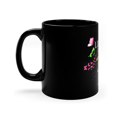 Sleek Floral "TPPG LIFE Brand" design style from the "TPPG-Apparels Brand" - 11oz Black Glossy Style Mug