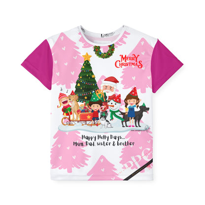 Kids (Deep Pink Base) 'Holiday/Christmas' Sports Jersey/Tee - By:"TPPG-Apparel" Juniors Collections