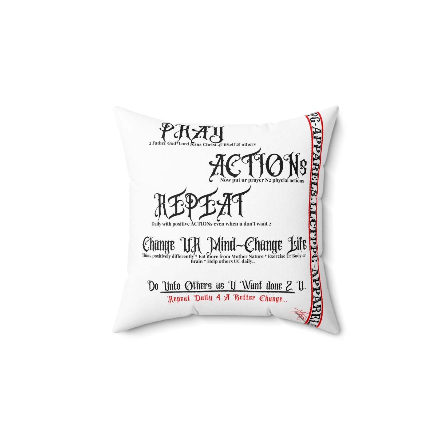 Square Throw "Pray~Action~Repeat" Pillow