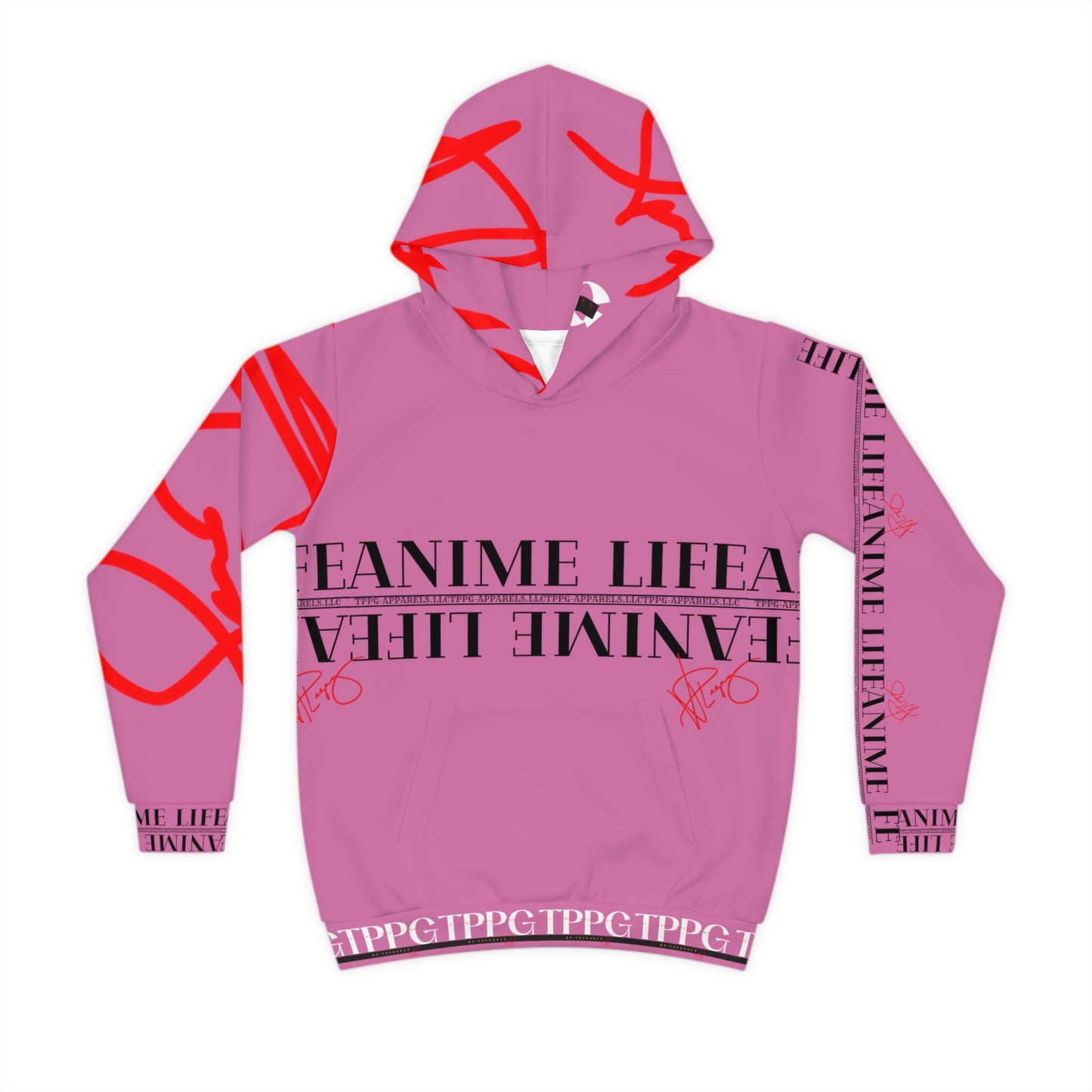 Children's (Lt. Pink) "TPPG Anime Life & Logo" Hoodie in 6 sizes