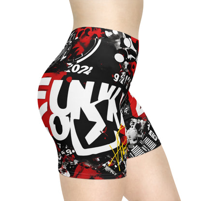 Women's Faux Suede "Fun'iki2024" Biker Shorts