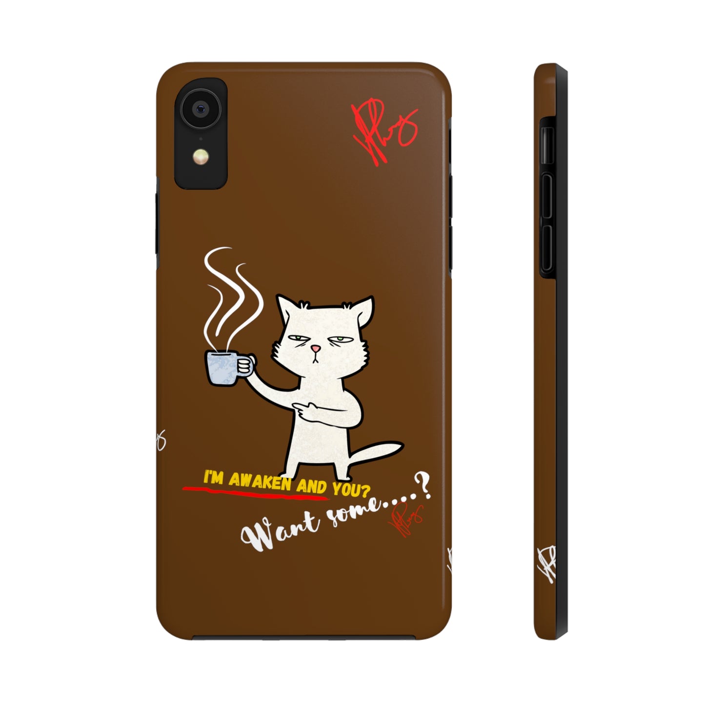 This Lovely Brown Coffee Color Tone - Cutie "Coffee Cat" Pet Design Verision from the 'TPPG Collection' Line carries Several sizes of the "iPhone Series" Tough Phone Cases