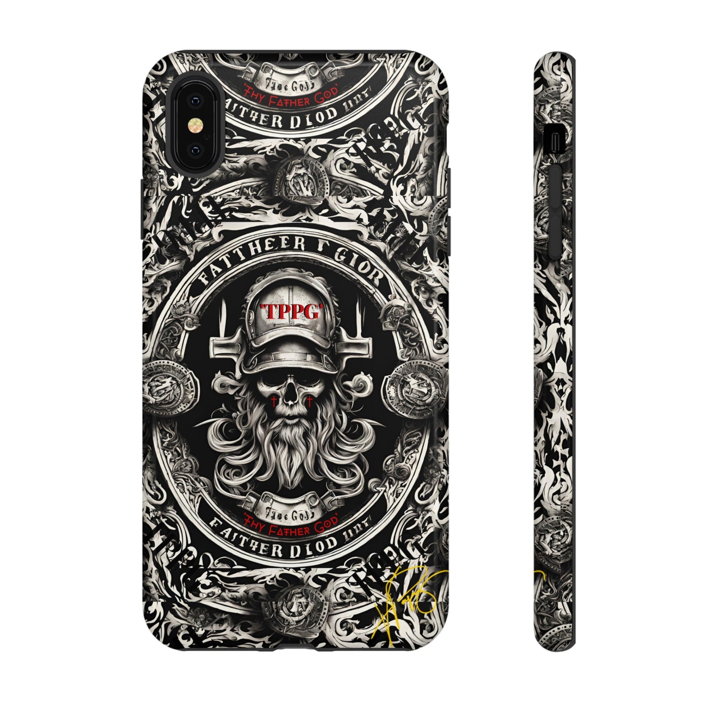 "Father God" iPhone/Google Pixel & Samsung Tough Phone Case (Black/Red & Grey)