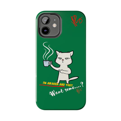 Lovely Forest Green Hue - Cutie "Coffee Cat" Pet Design Verision from the 'TPPG Collection' Line carries Several sizes of the "iPhone Series" Tough Phone Cases