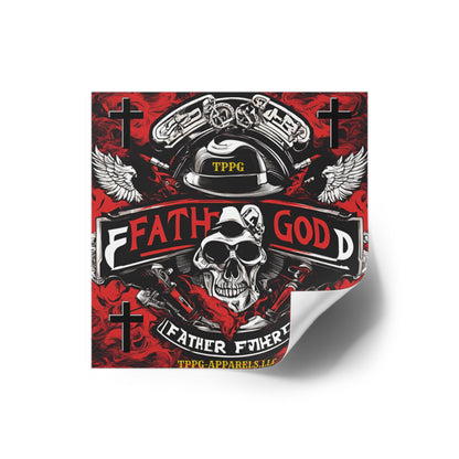 Square "Father God-Biker/Motorcycle" Stickers (Indoor\Outdoor)