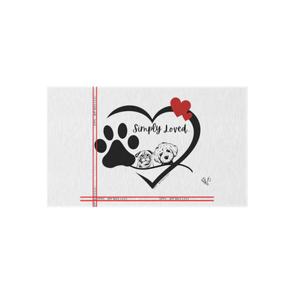 'TPPG Pet Collection" Adorable Pup/Dog Design ('Simply Loved') White Durable & Non-Slip Outdoor Rug