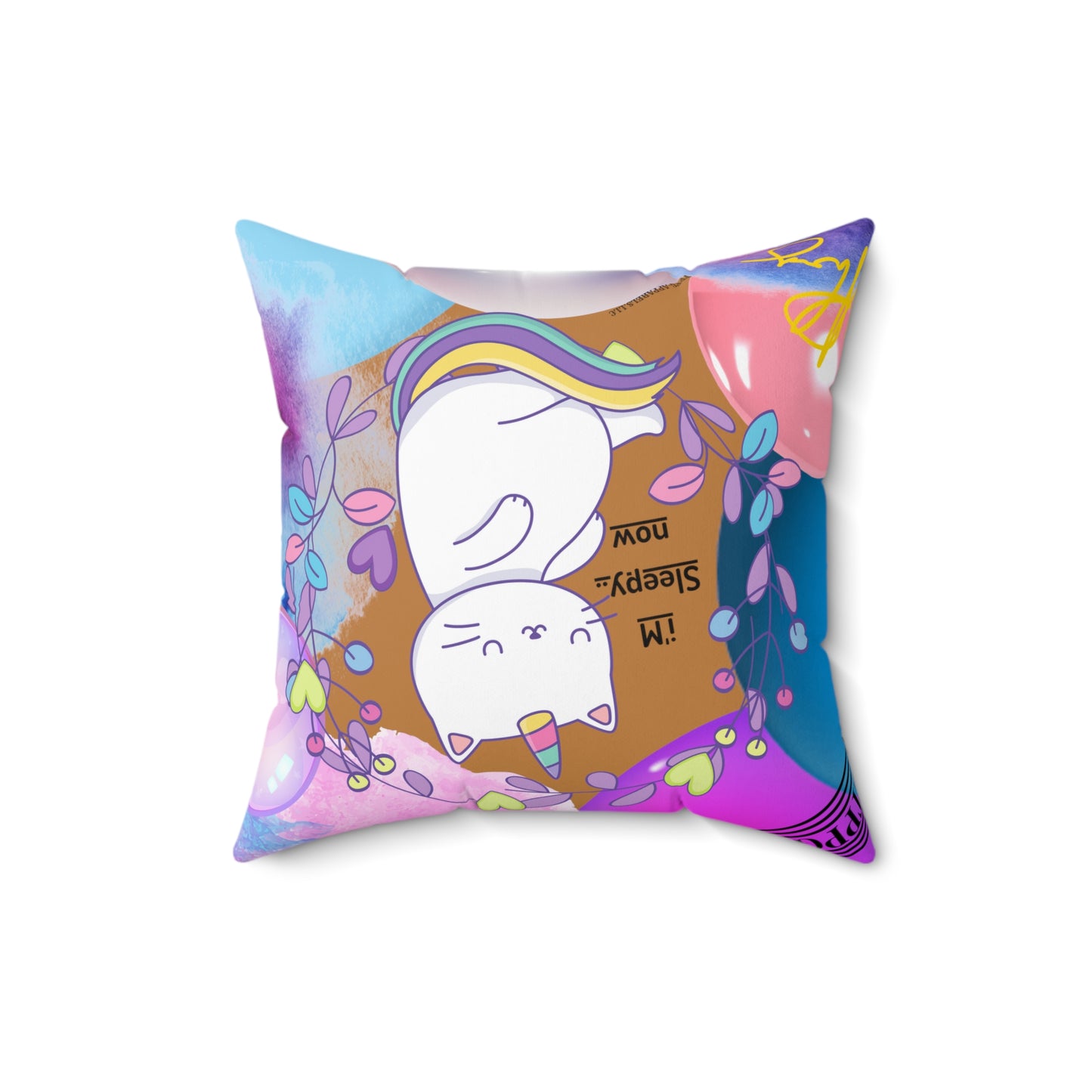 (Toddler/Kid) Spun Polyester Square Pillow (4 sizes-Lt. Brown Bgd) - By: "TPPG KIds Collection"