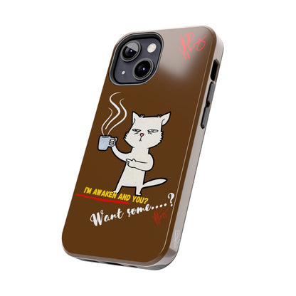 This Lovely Brown Coffee Color Tone - Cutie "Coffee Cat" Pet Design Verision from the 'TPPG Collection' Line carries Several sizes of the "iPhone Series" Tough Phone Cases