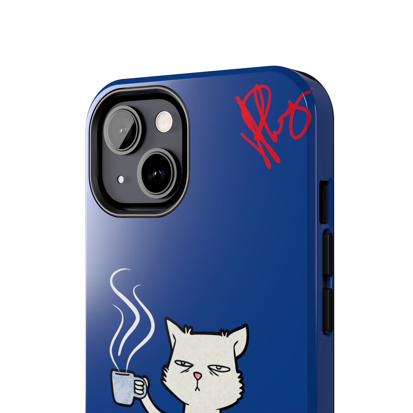 Another Cute "Coffee Cat" Pet Design (in a Simple but Kool Bold Blue & White Base Color) Verision from the 'TPPG Collection' Line carries Several sizes of the "iPhone Series" Tough Phone Cases