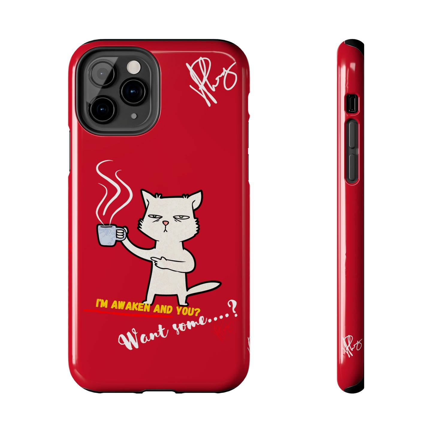 This Lovely Bold Red - Cutie "Coffee Cat" Pet Design Verision from the 'TPPG Collection' Line carries Several sizes of the "iPhone Series" Tough Phone Cases