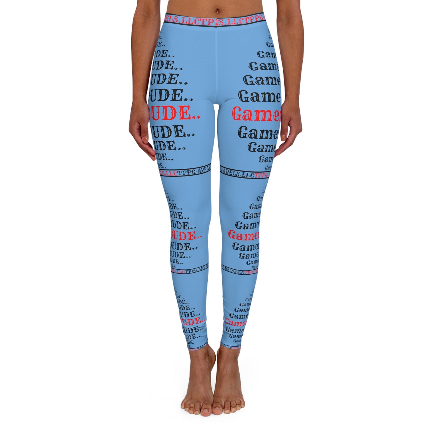 These Sexy & Stylish Women's (Light Blue) "Gamer" Spandex Leggings with different sizes By:"TPPG-Apparels" Stylish Brands