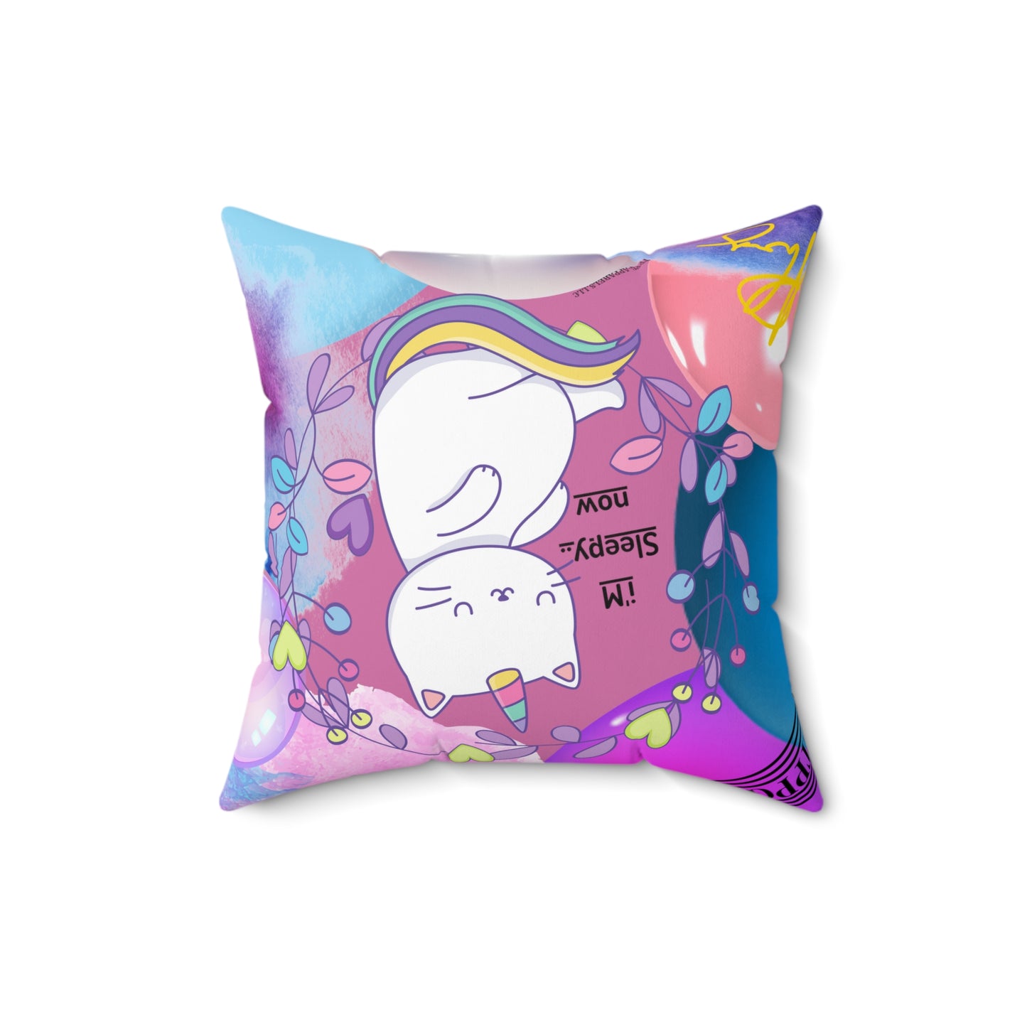 (Toddler/Kid) Spun Polyester Square Pillow (4 sizes-Lt. Pink Bgd) - By: "TPPG KIds Collection"