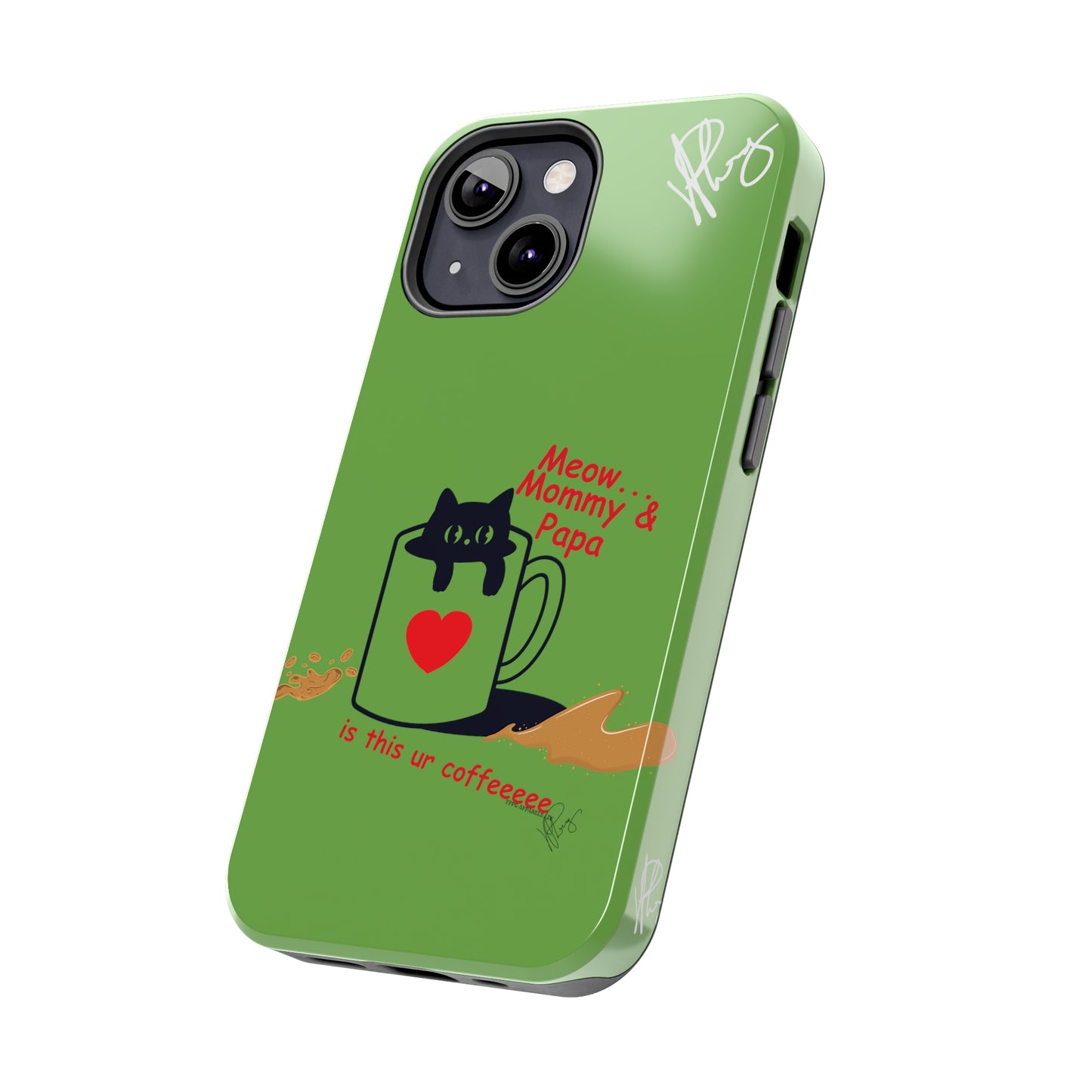 Ok Guys here's another one of our Cutest Coffee Pet Designs (in a Light Green Base Color) Verision from the 'TPPG Collection' Line carries Several sizes of the "iPhone Series" Tough Phone Cases