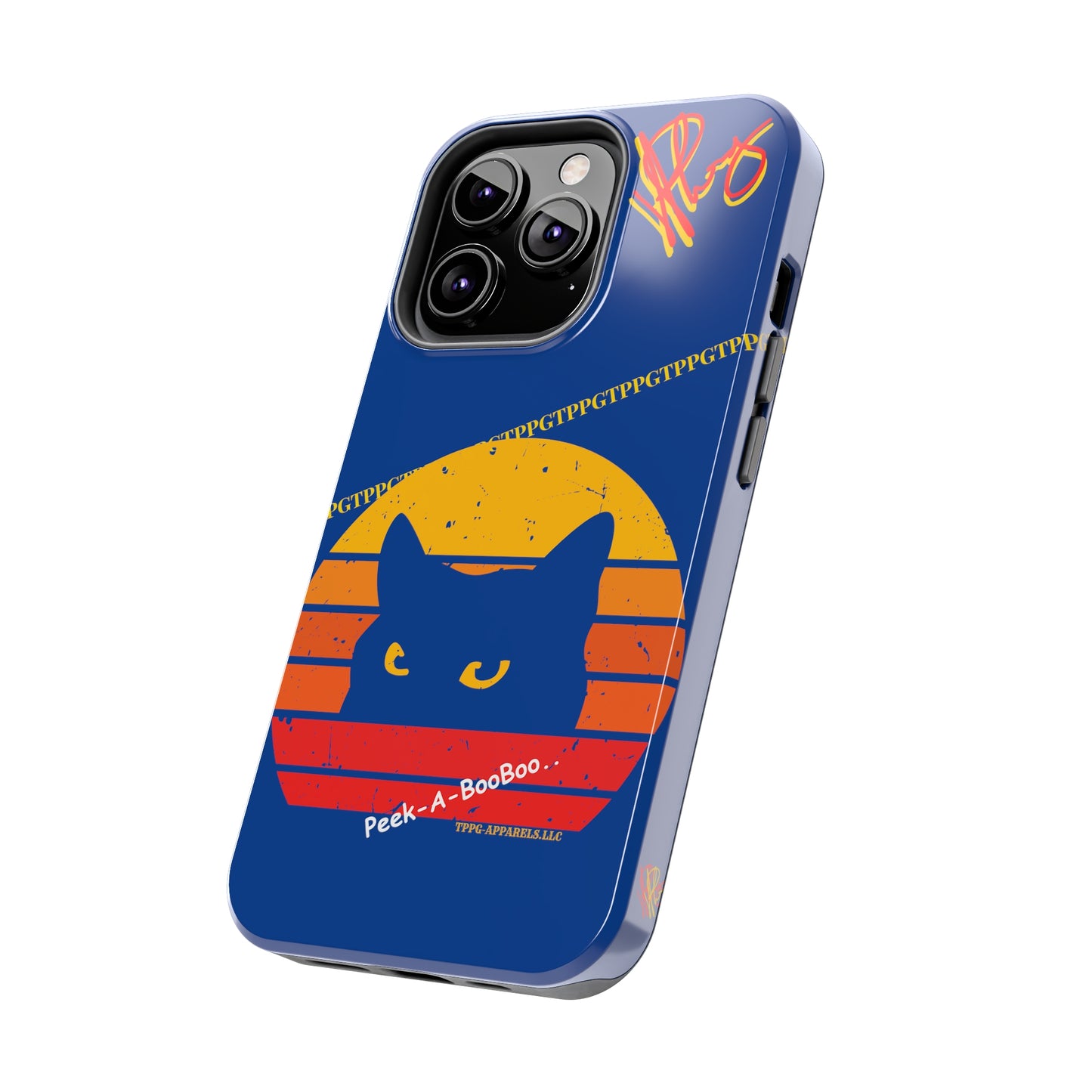 Custom Cat Design Phone Cases "Peek-A-BOOO.." (Black Multi-Colored)