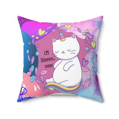 (Toddler/Kid) Spun Polyester Square Pillow (4 sizes-Lt. Pink Bgd) - By: "TPPG KIds Collection"