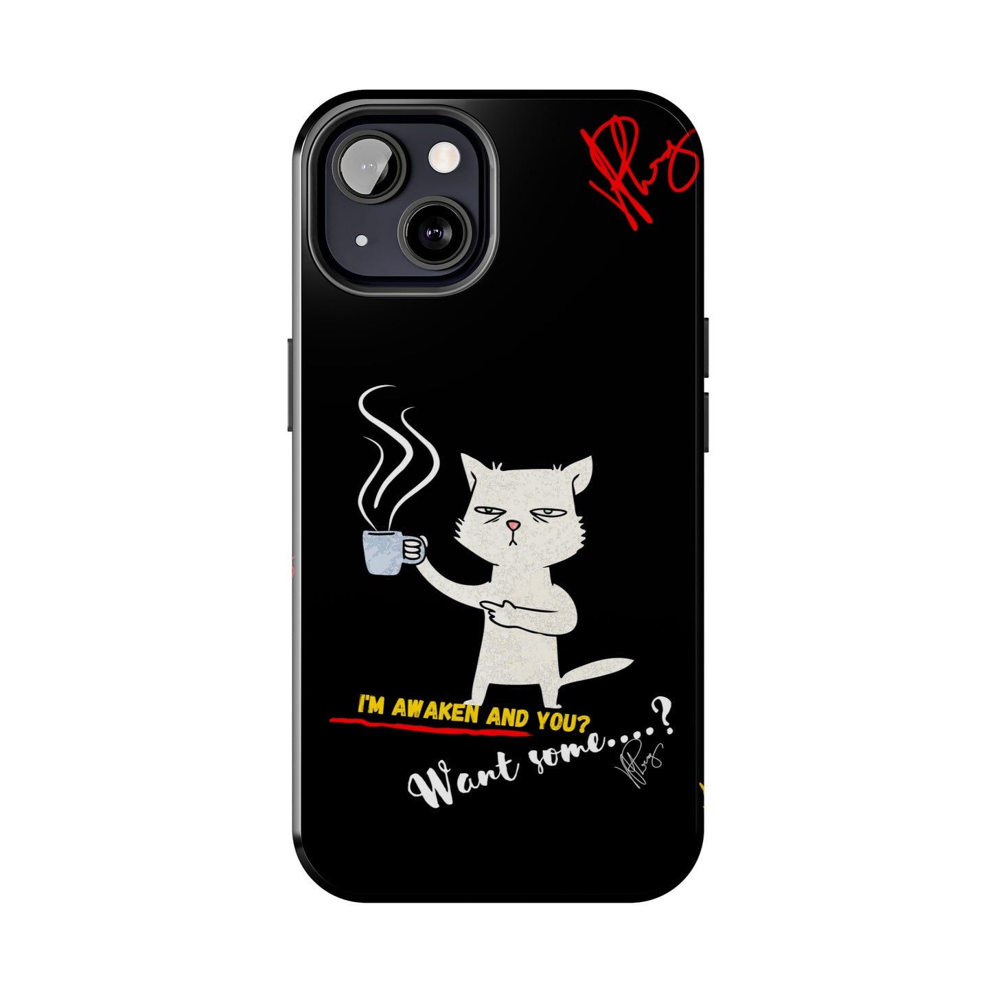 Another Cute "Coffee Cat" Pet Design (in a Simple but Bold Black & White Base Color) Verision from the 'TPPG Collection' Line carries Several sizes of the "iPhone Series" Tough Phone Cases