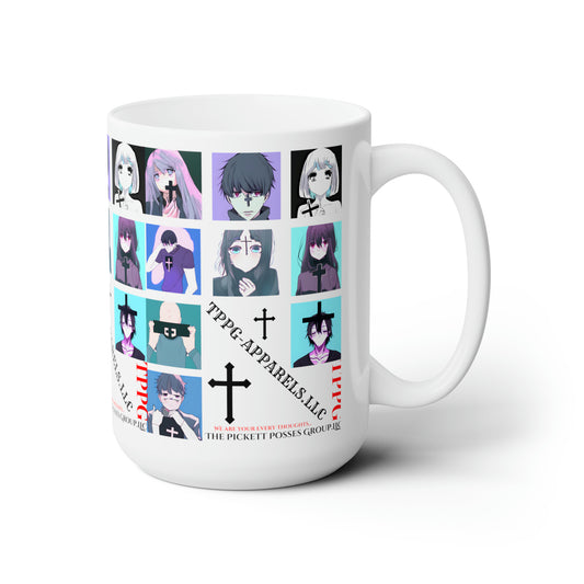 White 15oz "Anime/Manga" Style Ceramic Mug Grabs the Attention of all who Views It!!-By the 'TPPG-Apparels' Brand Collection