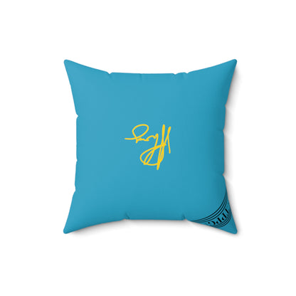 (Children) Spun Polyester ('1-side') Square Pillow (4 sizes-Turquoise Bgd) - By: "TPPG KIds Collection"