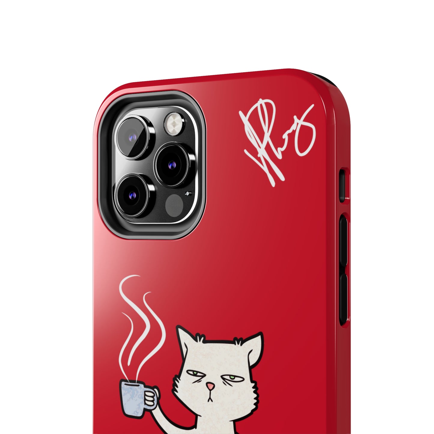 This Lovely Bold Red - Cutie "Coffee Cat" Pet Design Verision from the 'TPPG Collection' Line carries Several sizes of the "iPhone Series" Tough Phone Cases