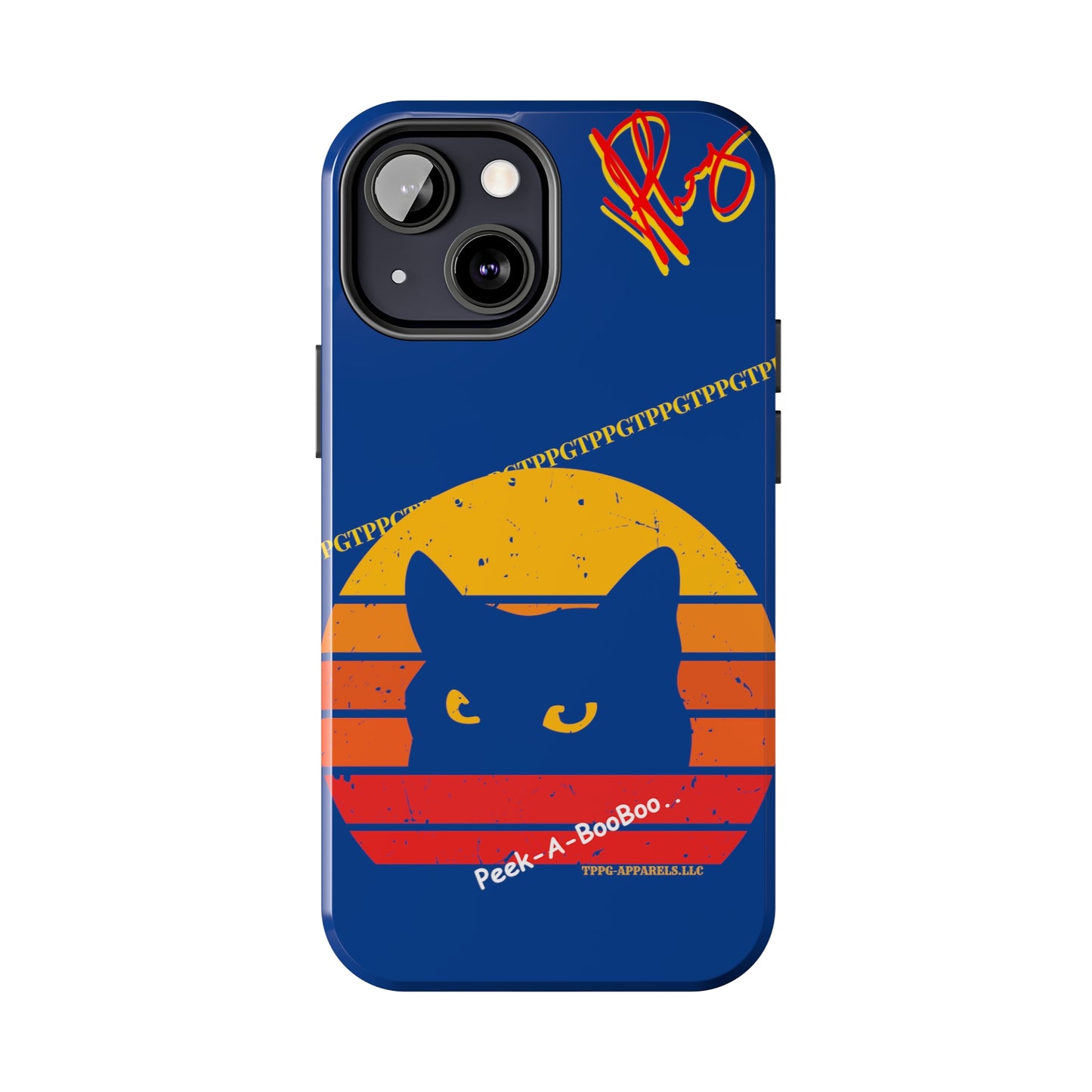 Custom Cat Design Phone Cases "Peek-A-BOOO.." (Black Multi-Colored)