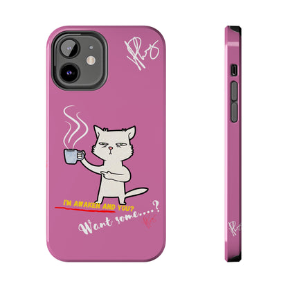 Cutie "Coffee Cat" Pet Design (in a Simple but Kool Tone Pink Base Color) Verision from the 'TPPG Collection' Line carries Several sizes of the "iPhone Series" Tough Phone Cases