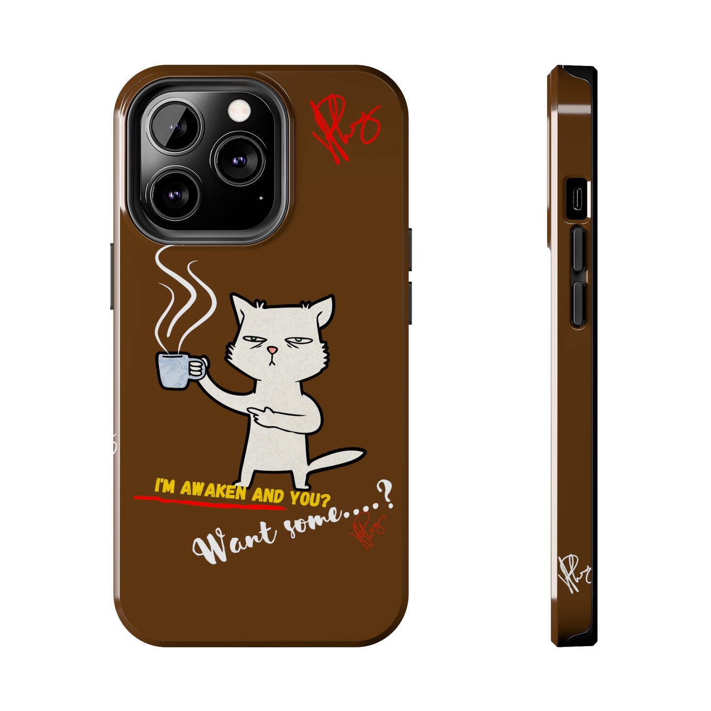 This Lovely Brown Coffee Color Tone - Cutie "Coffee Cat" Pet Design Verision from the 'TPPG Collection' Line carries Several sizes of the "iPhone Series" Tough Phone Cases