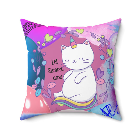 (Children) Spun Polyester "1-side" Square Pillow (4 sizes-Lt. Pink Bgd) - By: "TPPG KIds Collection"