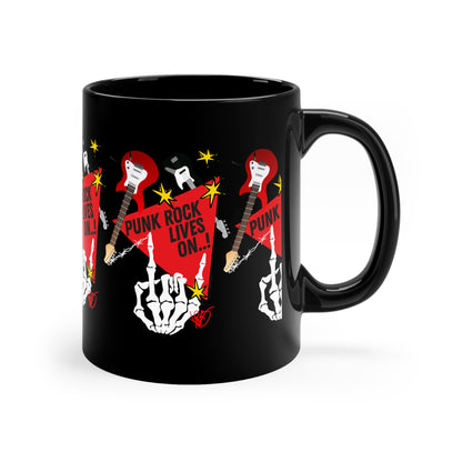 Black Glossy Finish 11oz Coffee/Tea Mug - from the 'TPPG-Apparels'  "ROCK ON" Collection