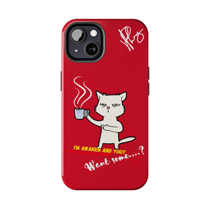 This Lovely Bold Red - Cutie "Coffee Cat" Pet Design Verision from the 'TPPG Collection' Line carries Several sizes of the "iPhone Series" Tough Phone Cases