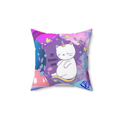 (Children) Spun Polyester ('1 side') Square Pillow (4 sizes-Lt. Purple Bgd) - By: "TPPG KIds Collection"