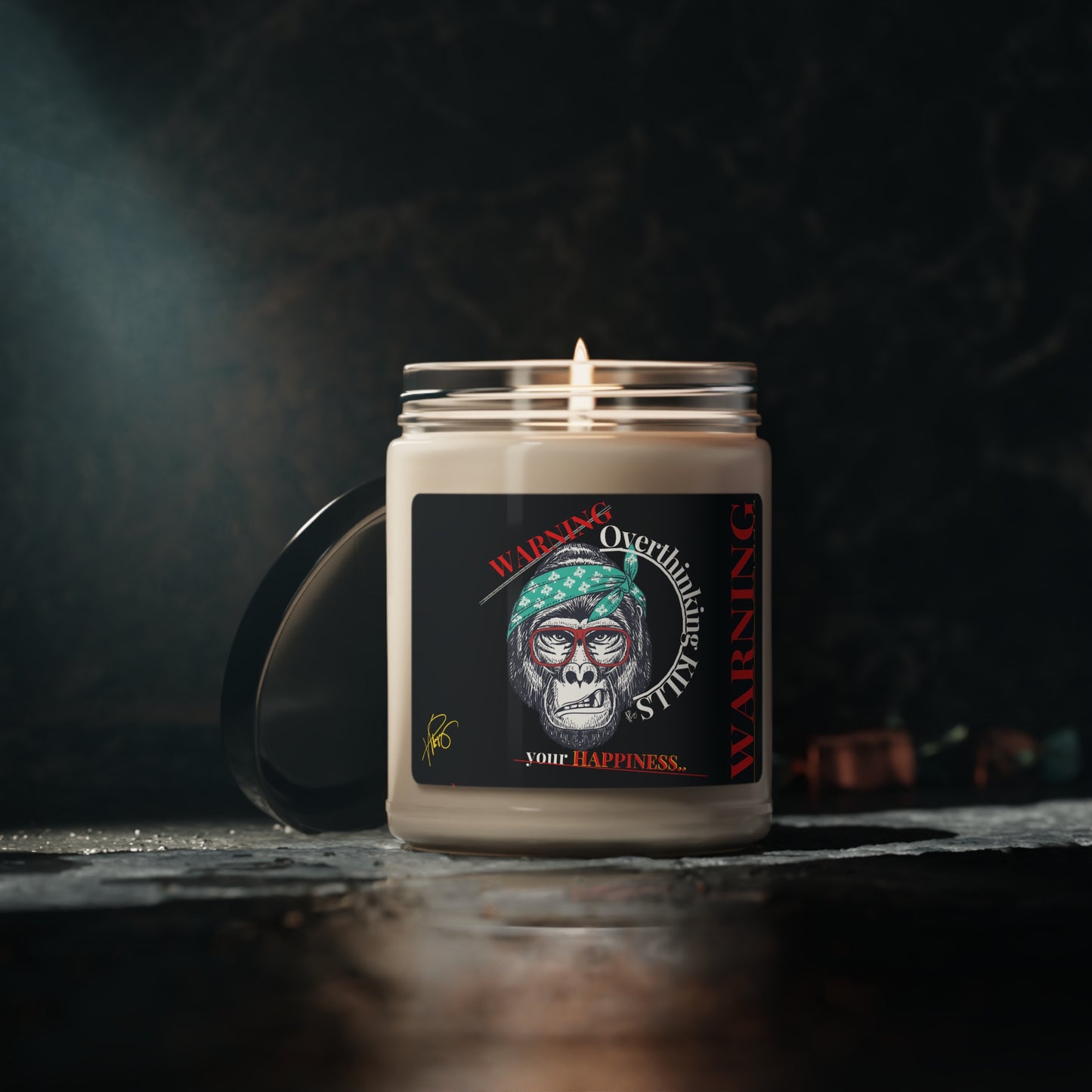 Scented Aromas Soy "Warning" Candle 9oz