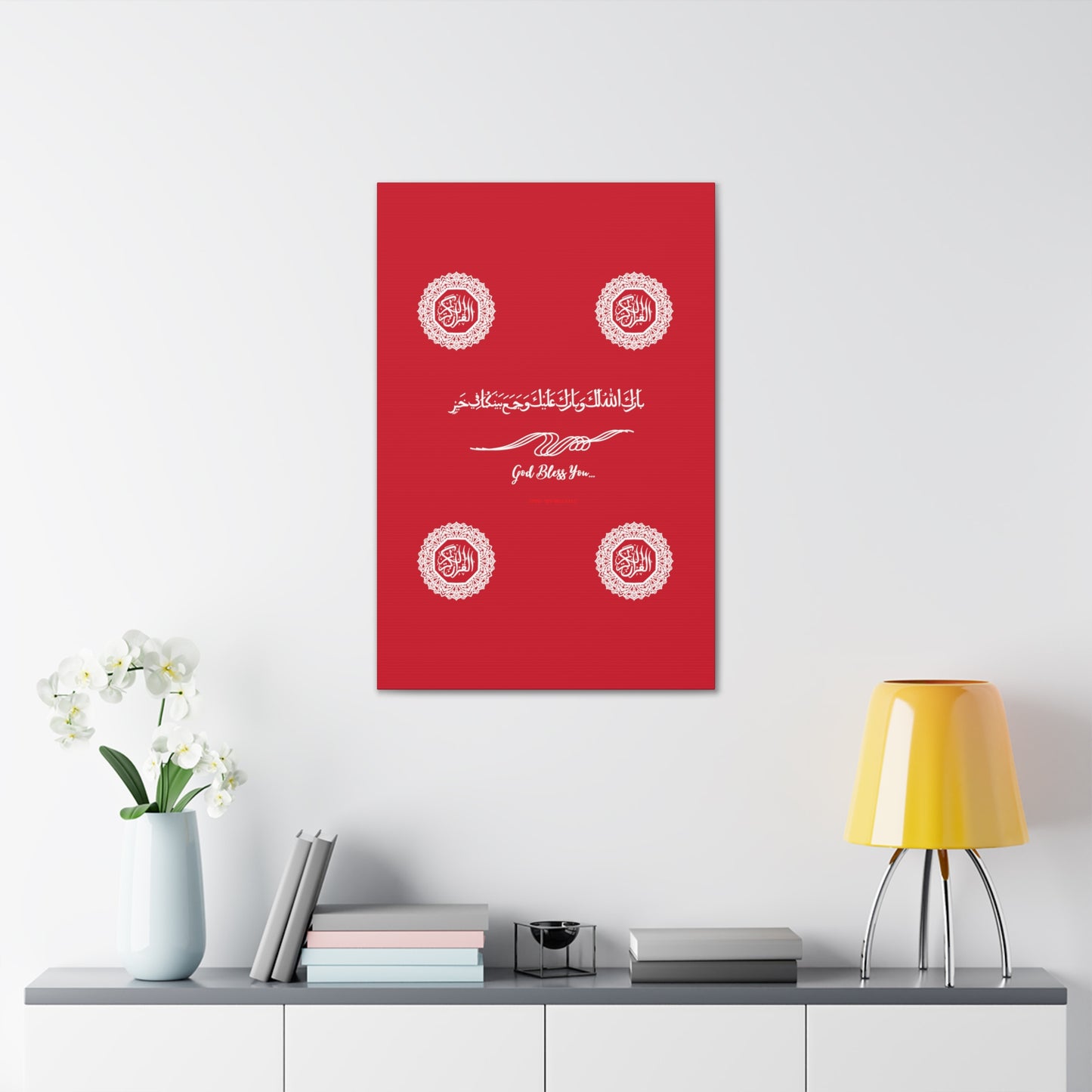 From our "TPPG Brand Arabic Faith Collection" - "Meaning:God Bless You.." Canvas Gallery Wraps in Red/White