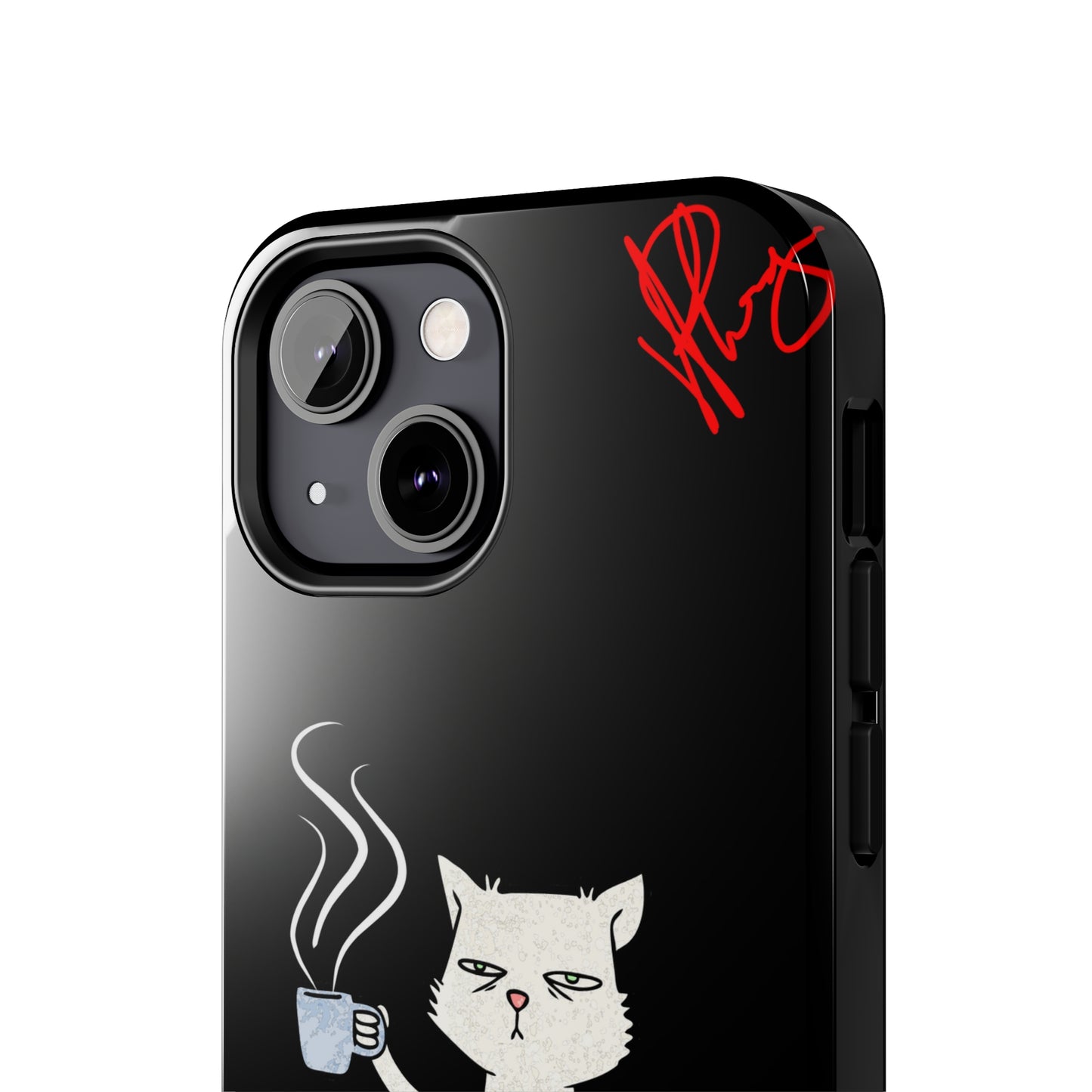 Another Cute "Coffee Cat" Pet Design (in a Simple but Bold Black & White Base Color) Verision from the 'TPPG Collection' Line carries Several sizes of the "iPhone Series" Tough Phone Cases