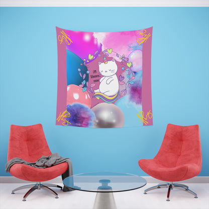 100% Polyester (I'm Sleepy, Now) Printed Wall Tapestry (Lt. Pink Base color) from "TPPG Collections"