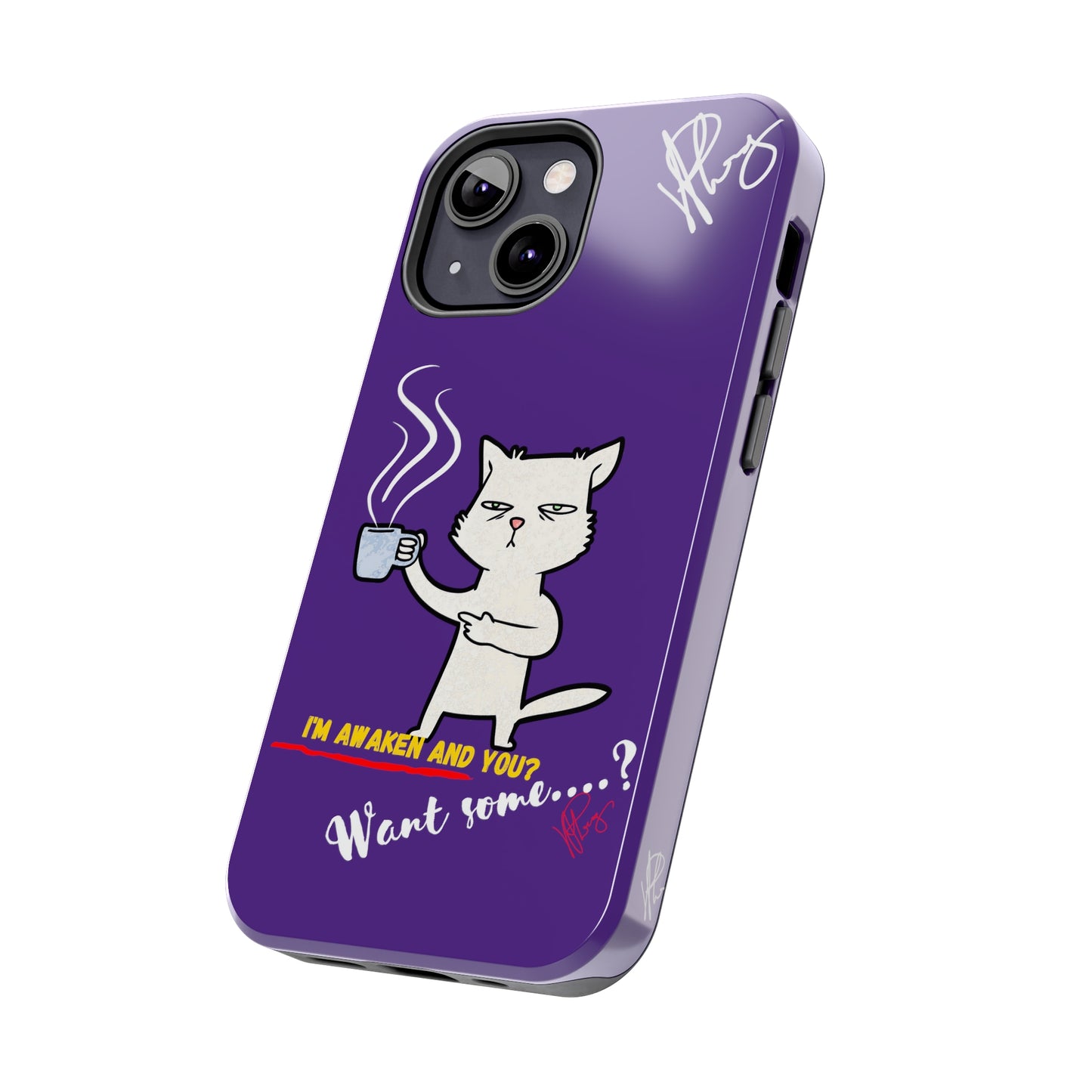 Lovely Bold Purple - Cutie "Coffee Cat" Pet Design Verision from the 'TPPG Collection' Line carries Several sizes of the "iPhone Series" Tough Phone Cases