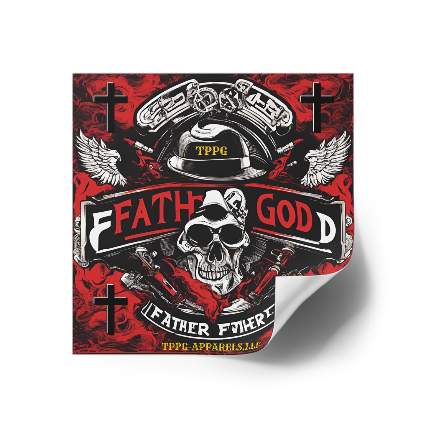 Square "Father God-Biker/Motorcycle" Stickers (Indoor\Outdoor)