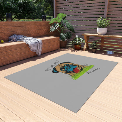 Grey Durable Outdoor Rug/Carpet ('Hey I Rule This')