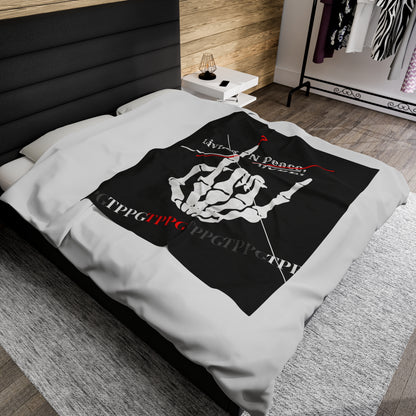 "TPPG-Apparels" Brand Presents a Humorous Fingers-Up -'Living N Peace, DUDE!" Black Velveteen Plush Blanket