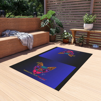 Durable Dark Multi-Color Outdoor Rug/Carpet-'Cat-Boss Man' Style Design