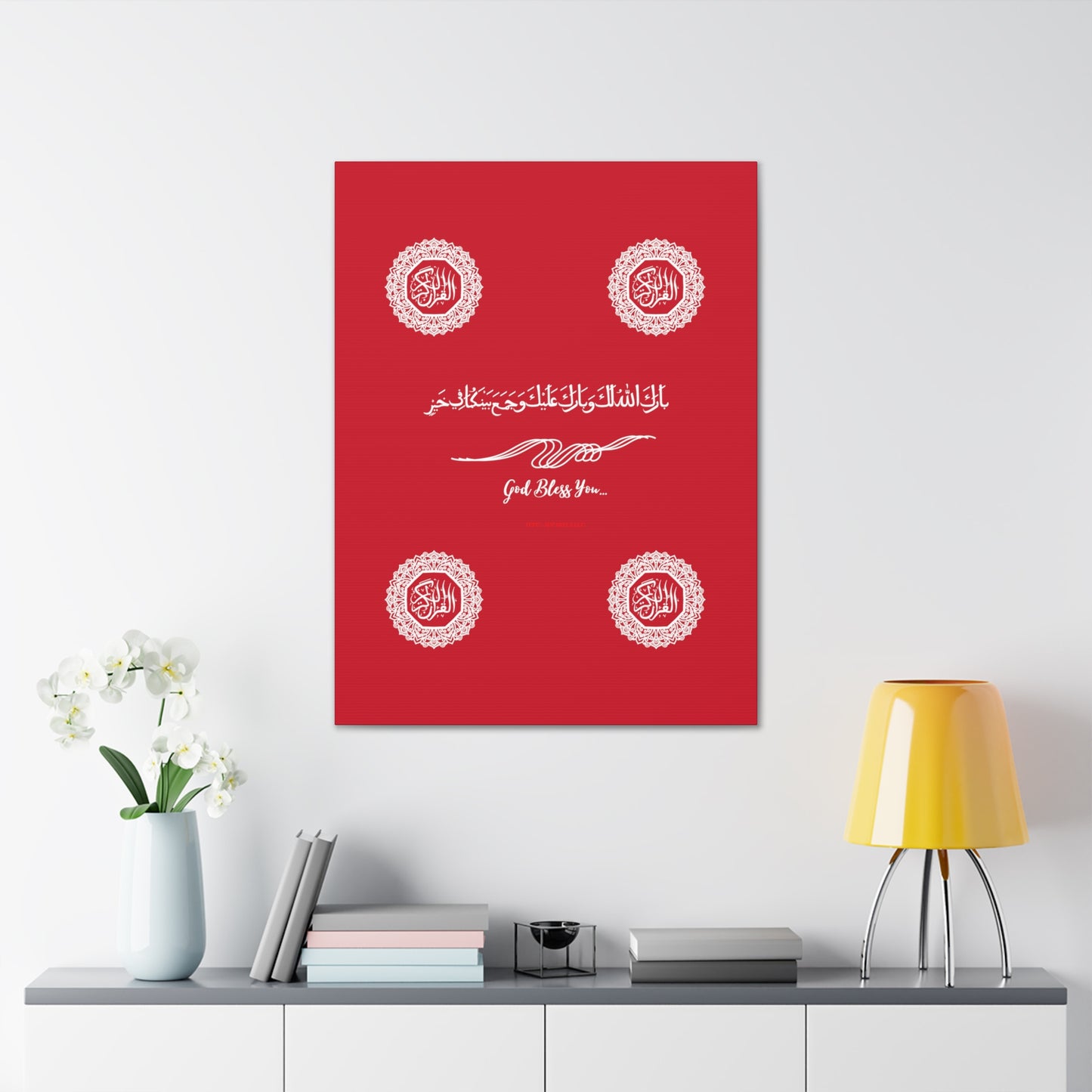 From our "TPPG Brand Arabic Faith Collection" - "Meaning:God Bless You.." Canvas Gallery Wraps in Red/White