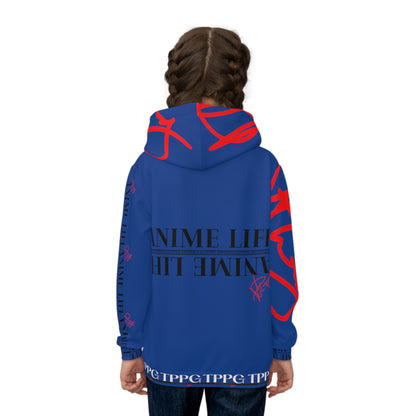 Children's (Dk. Blu) "TPPG Anime Life & Logo" Hoodie in 6 sizes