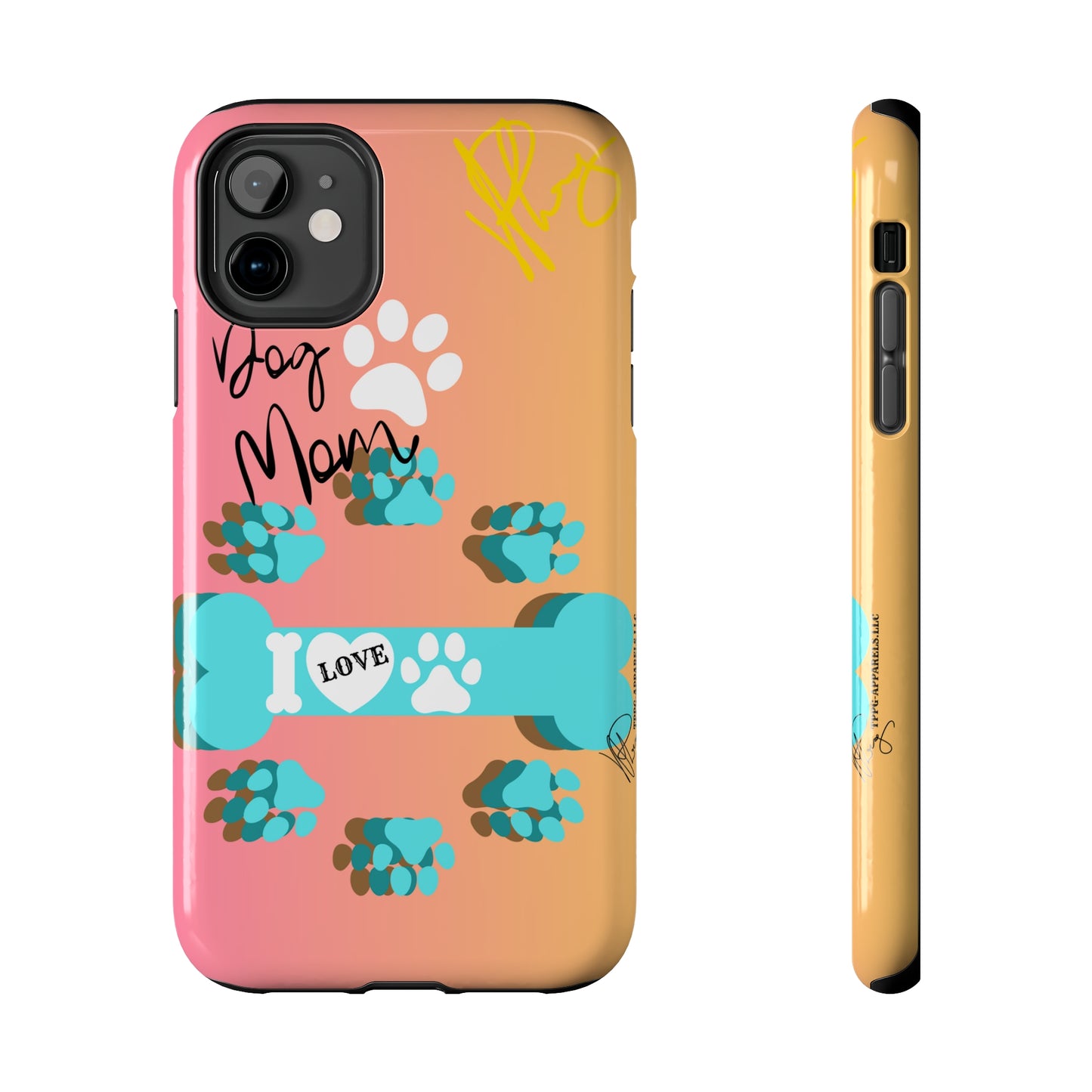 One of our Cutest "Dog Mom" Pet Designs (in a Multi-Colored Base Color) Verision from the 'TPPG Collection' Line carries Several sizes of the "iPhone Series" Tough Phone Cases